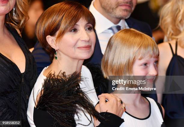 Ariane Ascaride and Cyrille Mairesse attend the screening of "The House That Jack Built" during the 71st annual Cannes Film Festival at Palais des...