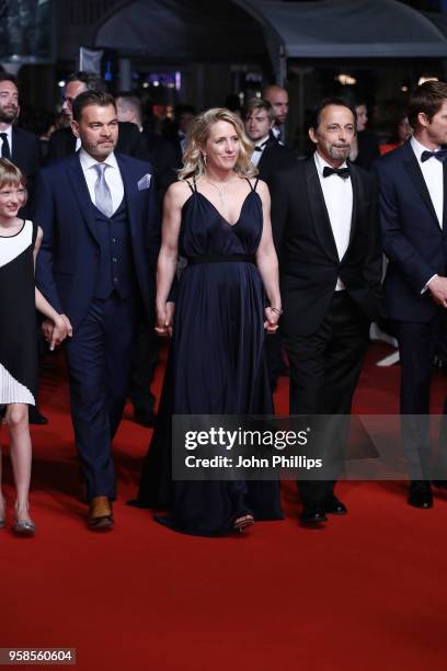 Cyrille Mairesse, Clovis Cornillac, Andrea Bescond and Eric Metayer from the movie 'Little Tickles ' attend the screening of "The House That Jack...