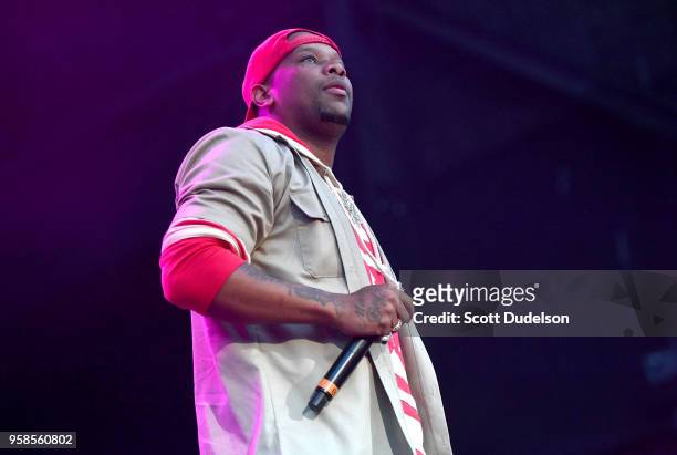 Rapper Joe Moses performs onstage during the Power 106 Powerhouse festival at Glen Helen Amphitheatre on May 12, 2018 in San Bernardino, California.