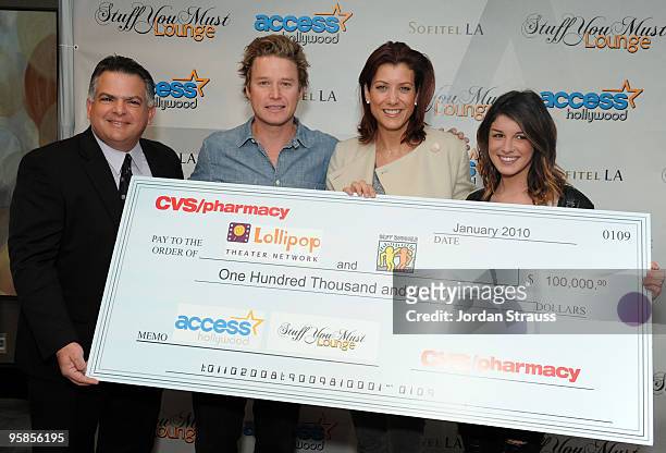Regional Manager Ron Day, TV Personality Billy Bush, Actress Kate Walsh and Actress Shenae Grimes attend Access Hollywood "Stuff You Must..." Lounge...
