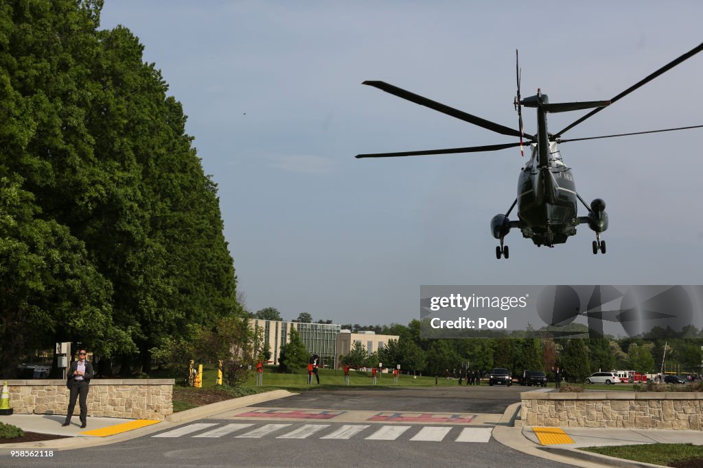 President Trump Departs White House En Route To Visit First Lady Melania In Walter Reed After Her Kidney Surgery