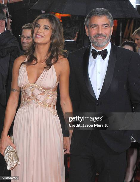 Elisabetta Canalis and actor George Clooney arrive at the 67th Annual Golden Globe Awards held at The Beverly Hilton Hotel on January 17, 2010 in...