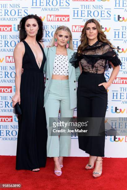 Julia Goulding, Lucy Fallon and Kym Marsh attend the 'NHS Heroes Awards' held at the Hilton Park Lane on May 14, 2018 in London, England.