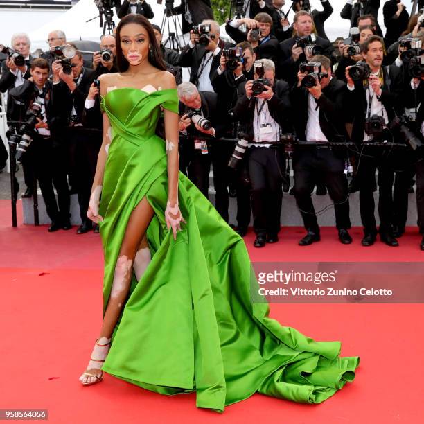 Winnie Harlow attends the screening of "BlacKkKlansman" during the 71st annual Cannes Film Festival at Palais des Festivals on May 14, 2018 in...
