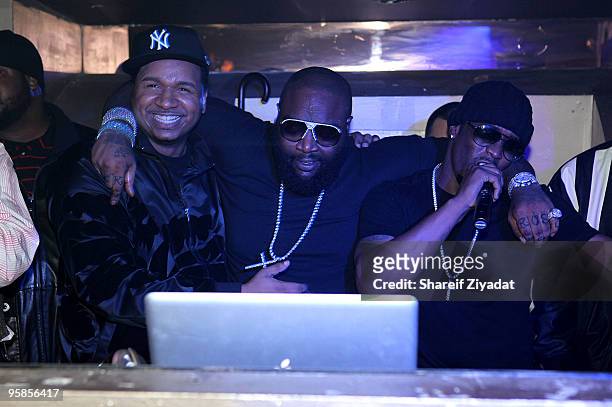 Suss One, Rick Ross and Diddy visit Pink Elephant on January 18, 2010 in New York City.