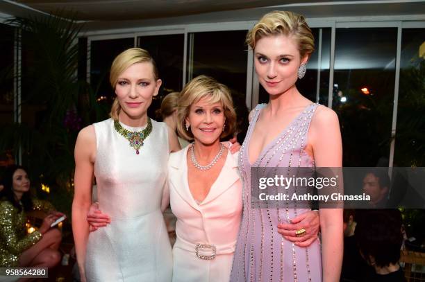 Cate Blanchett, Jane Fonda, and 2018 Trophee Chopard laureate Elizabeth Debicki attend the Trophee Chopard during the 71st annual Cannes Film...