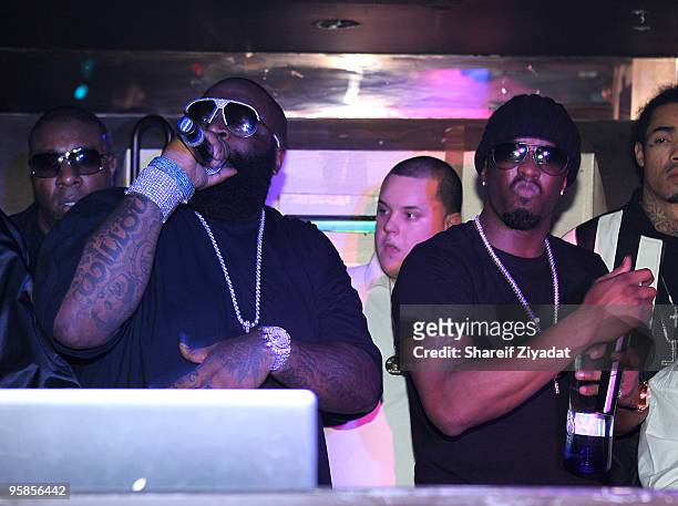 Rick Ross and Diddy perform at Pink Elephant on January 18, 2010 in New York City.