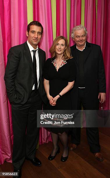 Clive Owen, Natasha Little and Simon Carr attends VIP Screening of 'The Boys Are Back' at Soho Hotel on January 18, 2010 in London, England.