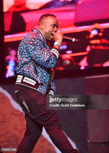 Rapper Yo Gotti performs onstage during the Power 106 Powerhouse festival at Glen Helen Amphitheatre on May 12, 2018 in San Bernardino, California.