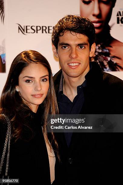 Kaka and his wife Caroline Celico attend Alicia Keys concert photocall at the Royal Theater on January 18, 2010 in Madrid, Spain.