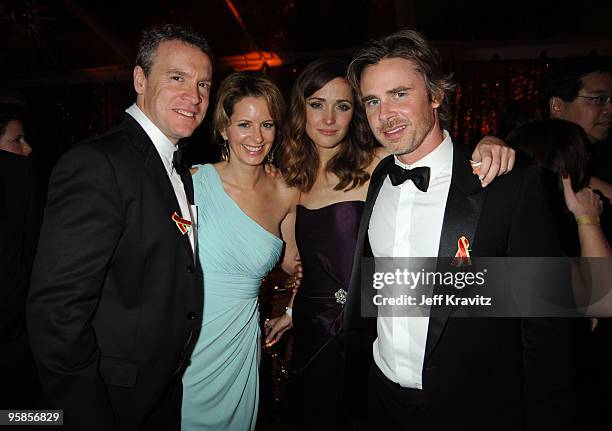 Actor Tate Donovan , actress Rose Byrne and actor Sam Trammell and guest attend the 67th Annual Golden Globe Awards official HBO After Party held at...