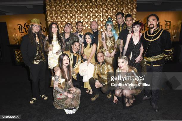 The staff of High Voltage Tattoo attend Kat Von D Beauty 10th Anniversary Party at Vibiana Cathedral on May 10, 2018 in Los Angeles, California.