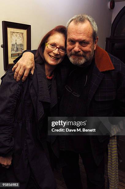 Terry Gilliam and wife Maggie Weston attend the afterparty following the press night of 'The Caretaker', at the Walkers of Whitehall on January 18,...