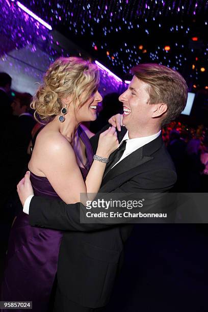 Jane Krakowski and Jack McBrayer at NBC/Universal/Focus Features Golden Globes party at the Beverly Hilton Hotel on January 17, 2010 in Beverly...