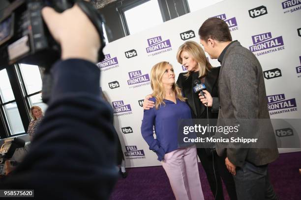Executive Producer and host Samantha Bee and Founder of Huffington Post Arianna Huffington are interviewed during the "Full Frontal with Samantha...