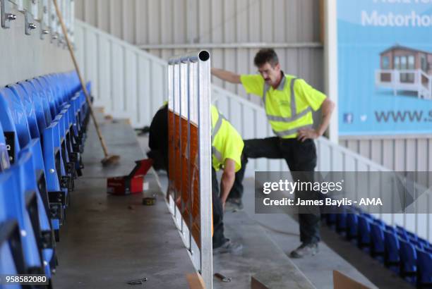 Shrewsbury Town become the first Football League club in England to install permanent safe standing at their Montgomery Waters Meadow Stadium at New...