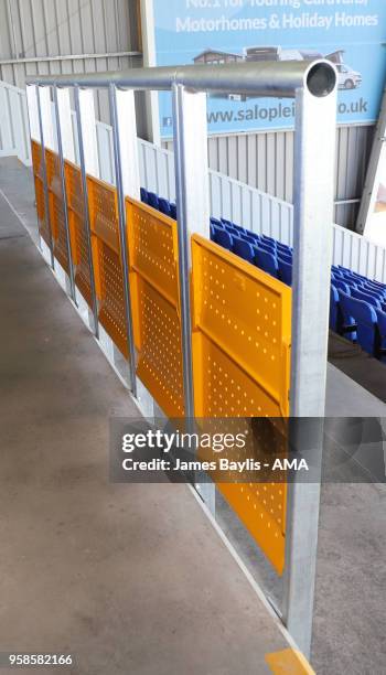 Shrewsbury Town become the first Football League club in England to install permanent safe standing at their Montgomery Waters Meadow Stadium at New...