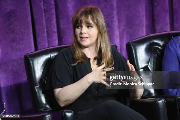 Actor Amber Tamblyn speaks onstage during the "Full Frontal with Samantha Bee" FYC Event NY on May 14, 2018 in New York City.