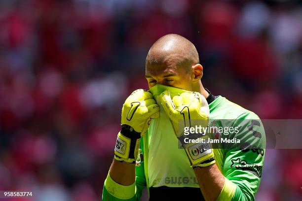 Manuel Lajud goalkeeper of Tijuana reacts during the semifinals second leg match between Toluca and Tijuana as part of the Torneo Clausura 2018 Liga...