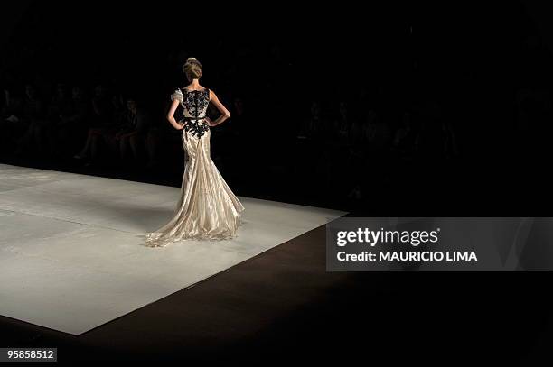 Model presents a creation by designer Samuel Cirnansck as part of the 2010-2011 Fall-Winter collections of the Sao Paulo Fashion Week, in Sao Paulo,...