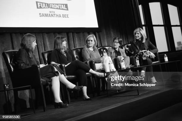 Cynthia Littleton, Amber Tamblyn, Samantha Bee, Kara Swisher and Arianna Huffington speak onstage during the "Full Frontal with Samantha Bee" FYC...