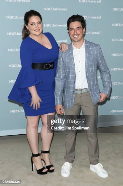Actors Lauren Ash and Ben Feldman attend the 2018 NBCUniversal Upfront presentation at Rockefeller Center on May 14, 2018 in New York City.