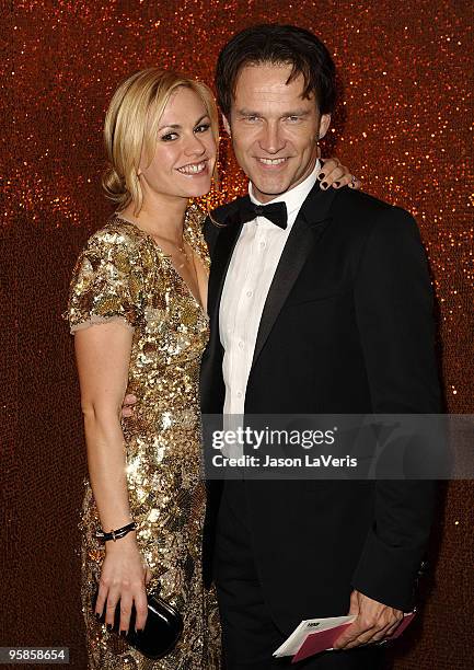 Actress Anna Paquin and actor Stephen Moyer attend the official HBO after party for the 67th annual Golden Globe Awards at Circa 55 Restaurant at the...