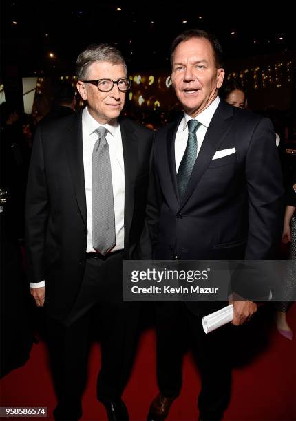 Bill Gates and founder of The Robin Hood Foundation, Paul Tudor Jones attend The Robin Hood Foundation's 2018 benefit at Jacob Javitz Center on May...