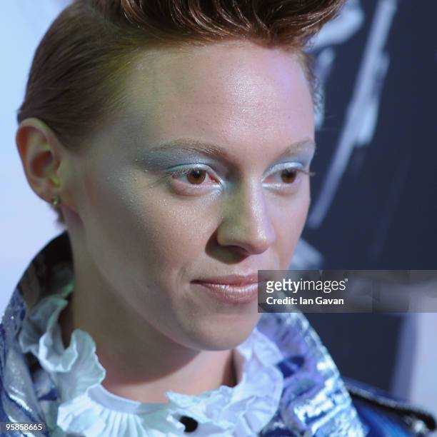 La Roux attends the Brit Awards 2010 Shortlist Announcement at the 02 Arena on January 18, 2010 in London, England.