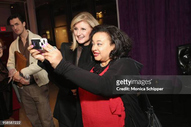 Founder of Huffington Post Arianna Huffington takes a selfie during the "Full Frontal with Samantha Bee" FYC Event NY on May 14, 2018 in New York...