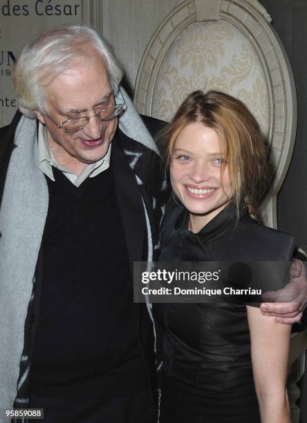 Director Bertrand Tavernier and actress Melanie Thierry Attend the Chaumet's Cocktail Party for Cesar's Revelations on January 18, 2010 in Paris,...