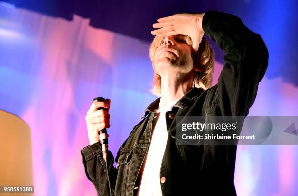 Tim Burgess of The Charlatans performs live on stage at Northwich Memorial Court on May 14, 2018 in Northwich, England.