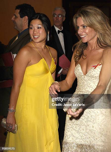 Actresses Jenna Ushkowitz and Jessalyn Gilsig depart the 67th annual Golden Globe Awards at the Beverly Hilton Hotel on January 17, 2010 in Los...