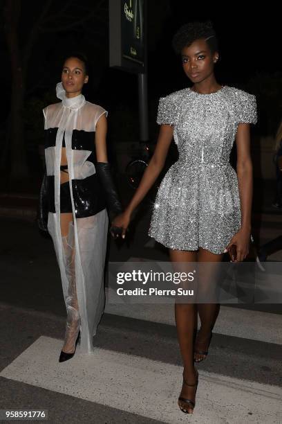 Models Cindy Bruna and Maria Borges arrives at Spike Lee's movie BlacKkKlansman party during the 71st annual Cannes Film Festival at on May 14, 2018...