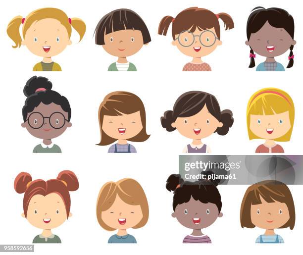 little girls face - hairstyle stock illustrations