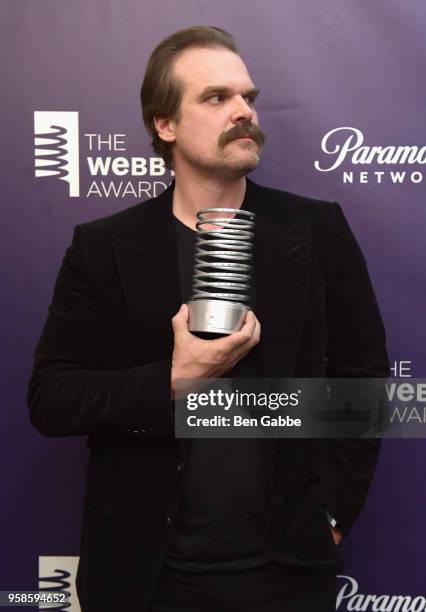 Actor David Harbour poses backstage at The 22nd Annual Webby Awards at Cipriani Wall Street on May 14, 2018 in New York City.