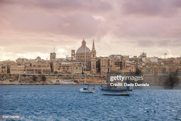 valletta malta - st julians bay stock pictures, royalty-free photos & images