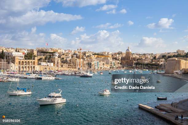 valletta marina - st julians bay stock pictures, royalty-free photos & images
