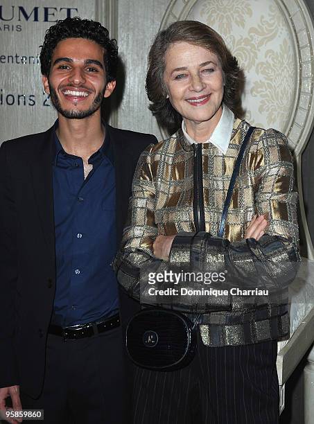 Actress Charlotte Rampling and Actor Mehdi Dehbi Attend the Chaumet's Cocktail Party for Cesar's Revelations on January 18, 2010 in Paris, France.