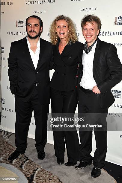 Francois-xavier Demaison, Actress Alexandra Lamy and actor Alex Lutz Attend the Chaumet's Cocktail Party for Cesar's Revelations on January 18, 2010...