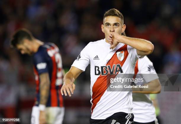 Rafael Santos Borre of River Plate celebrates after scoring the second goal of his team during a match between River Plate and San Lorenzo as part of...