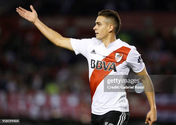 Rafael Santos Borre of River Plate celebrates after scoring the second goal of his team during a match between River Plate and San Lorenzo as part of...