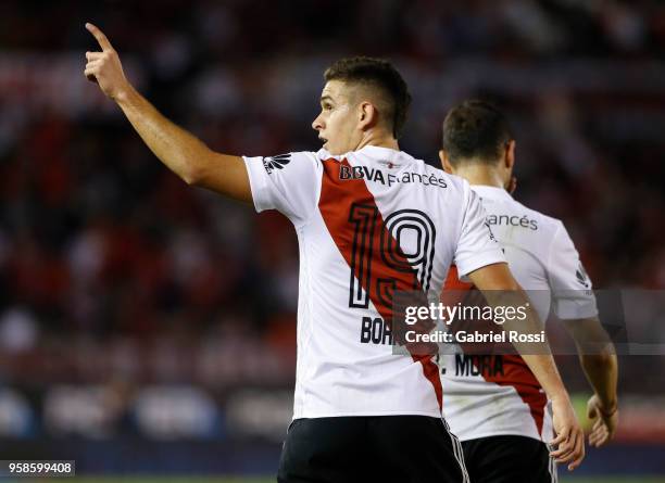 Rafael Santos Borre of River Plate celebrates after scoring the second goal of his team during a match between River Plate and San Lorenzo as part of...