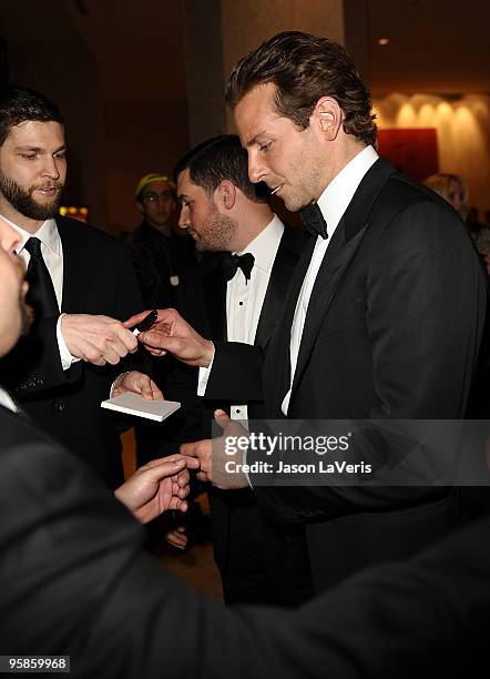 Actor Bradley Cooper departs the 67th annual Golden Globe Awards at the Beverly Hilton Hotel on January 17, 2010 in Los Angeles, California.