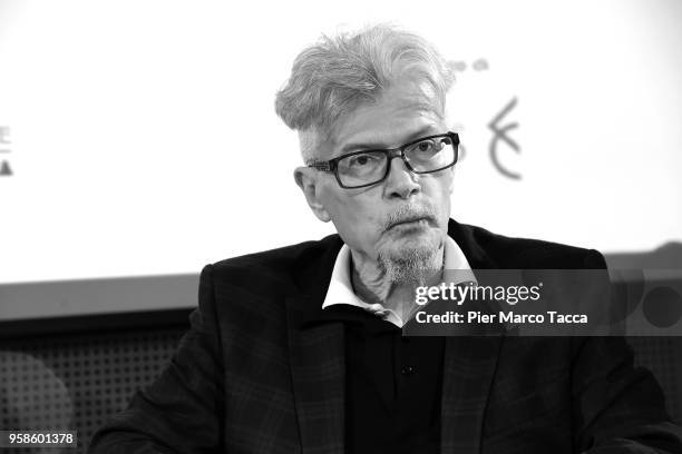 Eduard Limonov attends the presntation of his book 'Zona Industriale' book on May 14, 2018 in Milan, Italy.