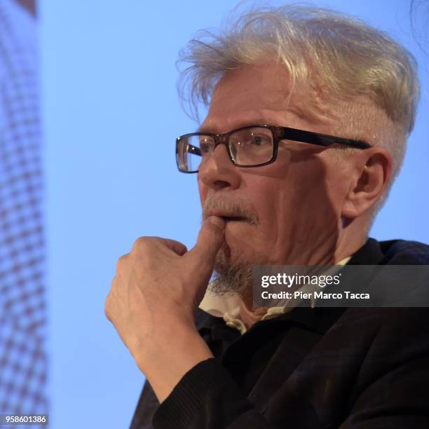 Eduard Limonov attends the presntation of his book 'Zona Industriale' book on May 14, 2018 in Milan, Italy.