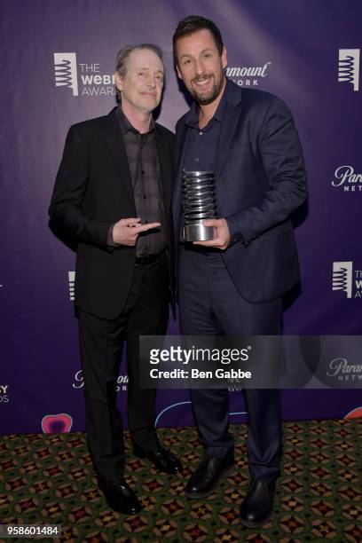 Actor Steve Buscemi and Actor Adam Sandler pose backstage at The 22nd Annual Webby Awards at Cipriani Wall Street on May 14, 2018 in New York City.