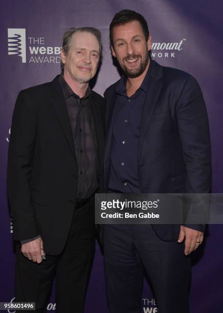 Actor Steve Buscemi and Actor Adam Sandler pose backstage at The 22nd Annual Webby Awards at Cipriani Wall Street on May 14, 2018 in New York City.