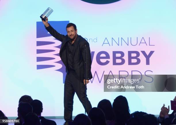 Actor Adam Sandler accepts award onstage at The 22nd Annual Webby Awards at Cipriani Wall Street on May 14, 2018 in New York City.