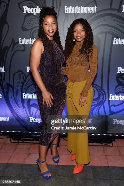 Halle Bailey and Chloe Bailey of Grown-ish attend Entertainment Weekly & PEOPLE New York Upfronts celebration at The Bowery Hotel on May 14, 2018 in...